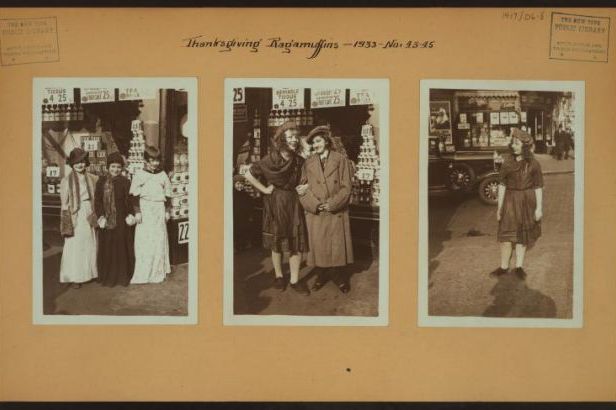 Thanksgiving ragamuffins. Manhattan: Hudson Street - Perry Street. Circa 1933.